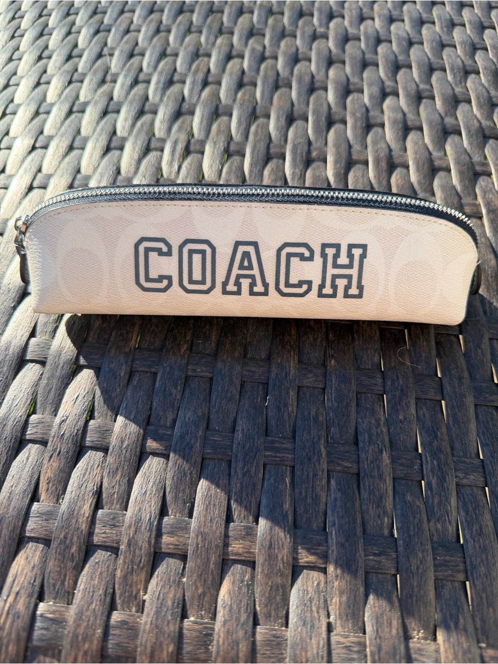 NWOT Coach Pencil Case In Signature Canvas With Varsity Motif